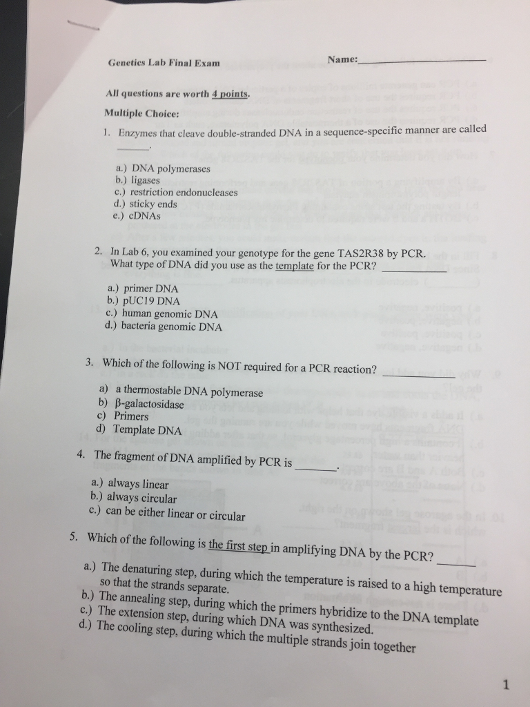 Biology 111 Lab Manual Answers